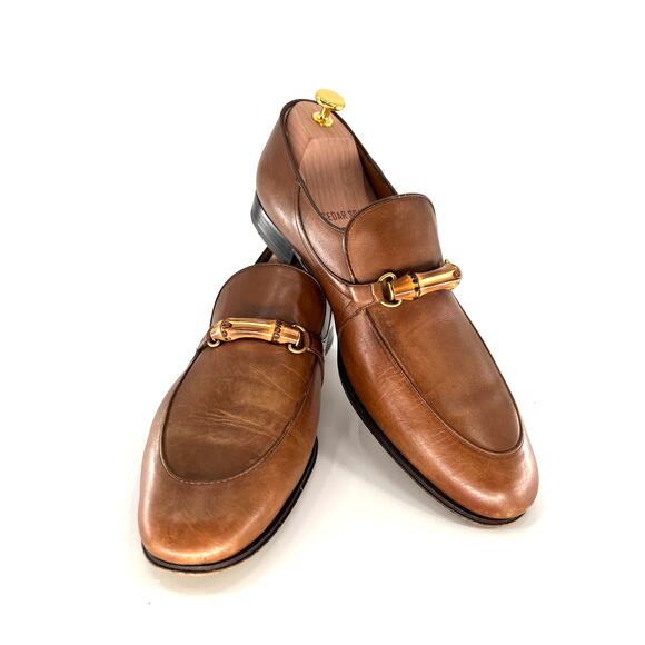 Gucci Betis Glamour Bamboo Bit Loafers in Saddle - Size 11.5